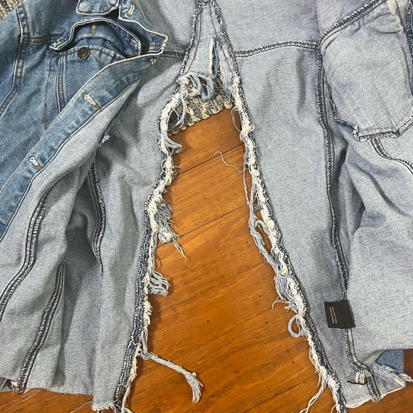 Kroix factory distressed raw frayed denim jacket - Picture 5 of 6